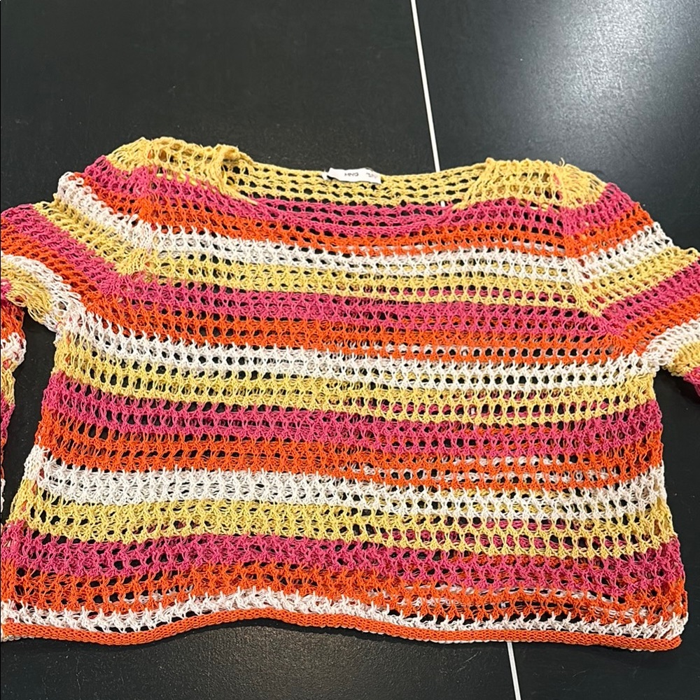 Mango Multicolor Crochet Swim Coverup View 3